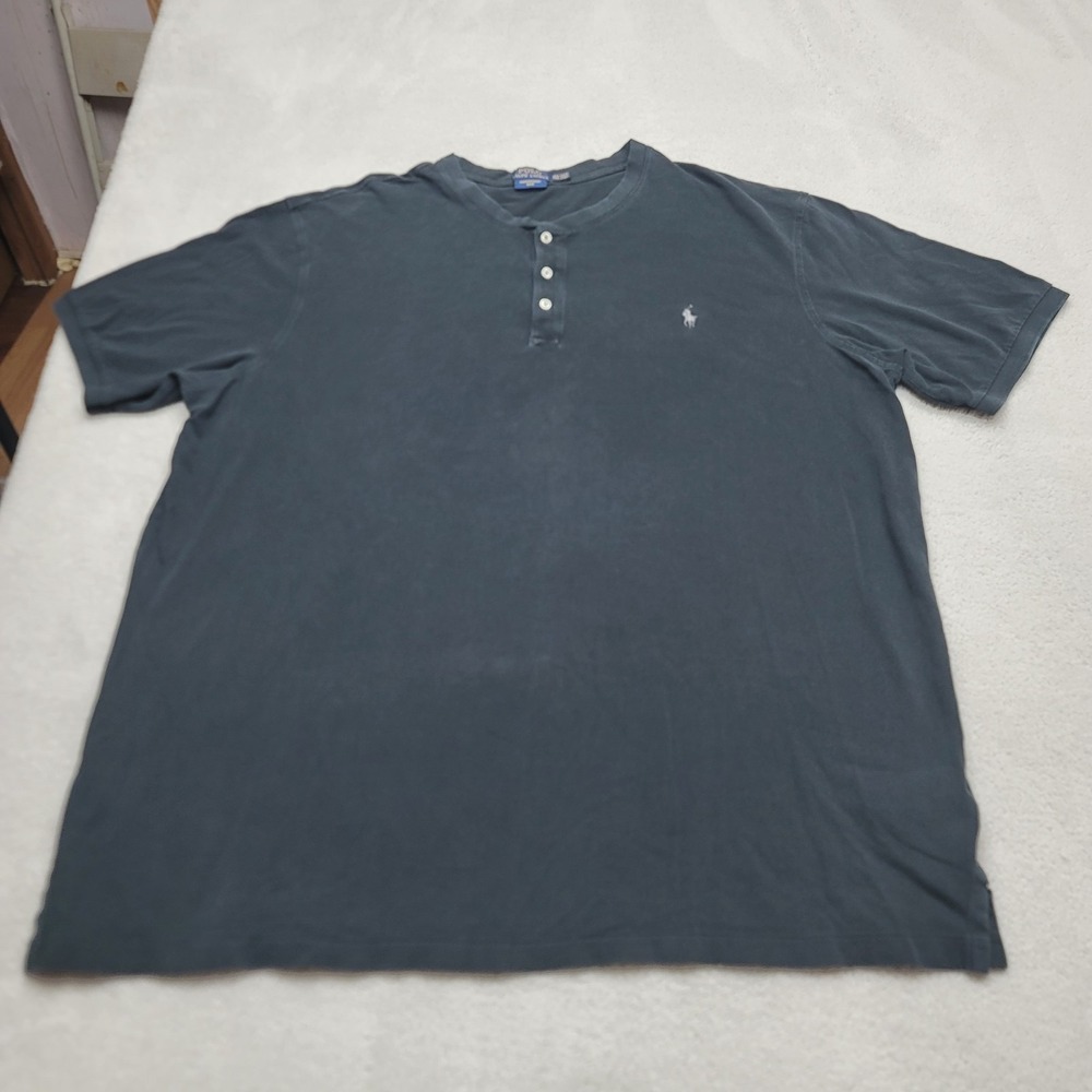 Polo Ralph Lauren Henley Tee Shirt Mens 3XLT Black Featherweight Mesh Pony Logo